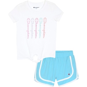 Champion girls Champion Girls Athletic Short Sets(White-blue)