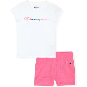 Champion girls Champion Girls Athletic Short Sets(White-pink)