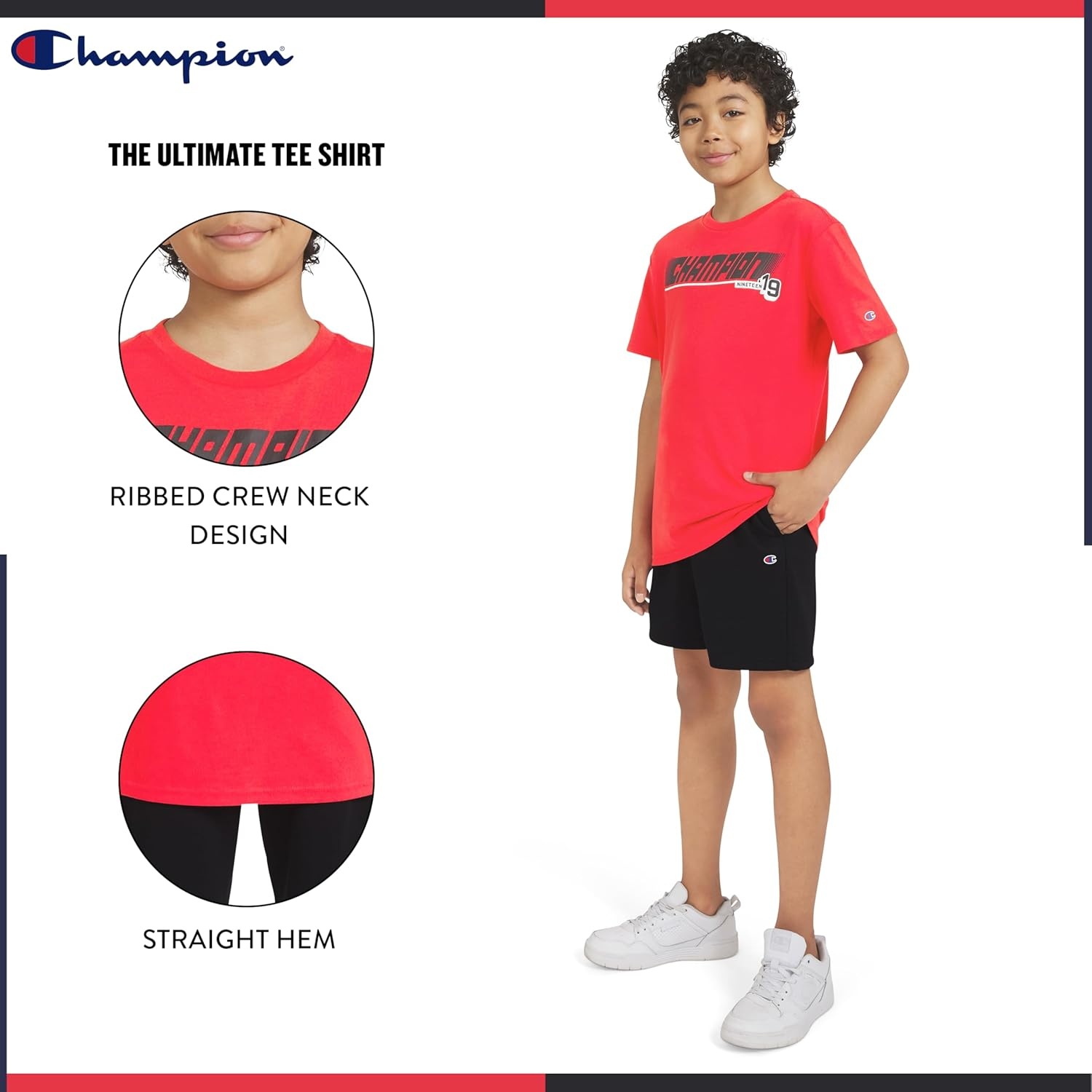 imageChampion Boys 2 Piece Short Sleeve Shirt and Mesh Shorts SetsBlack