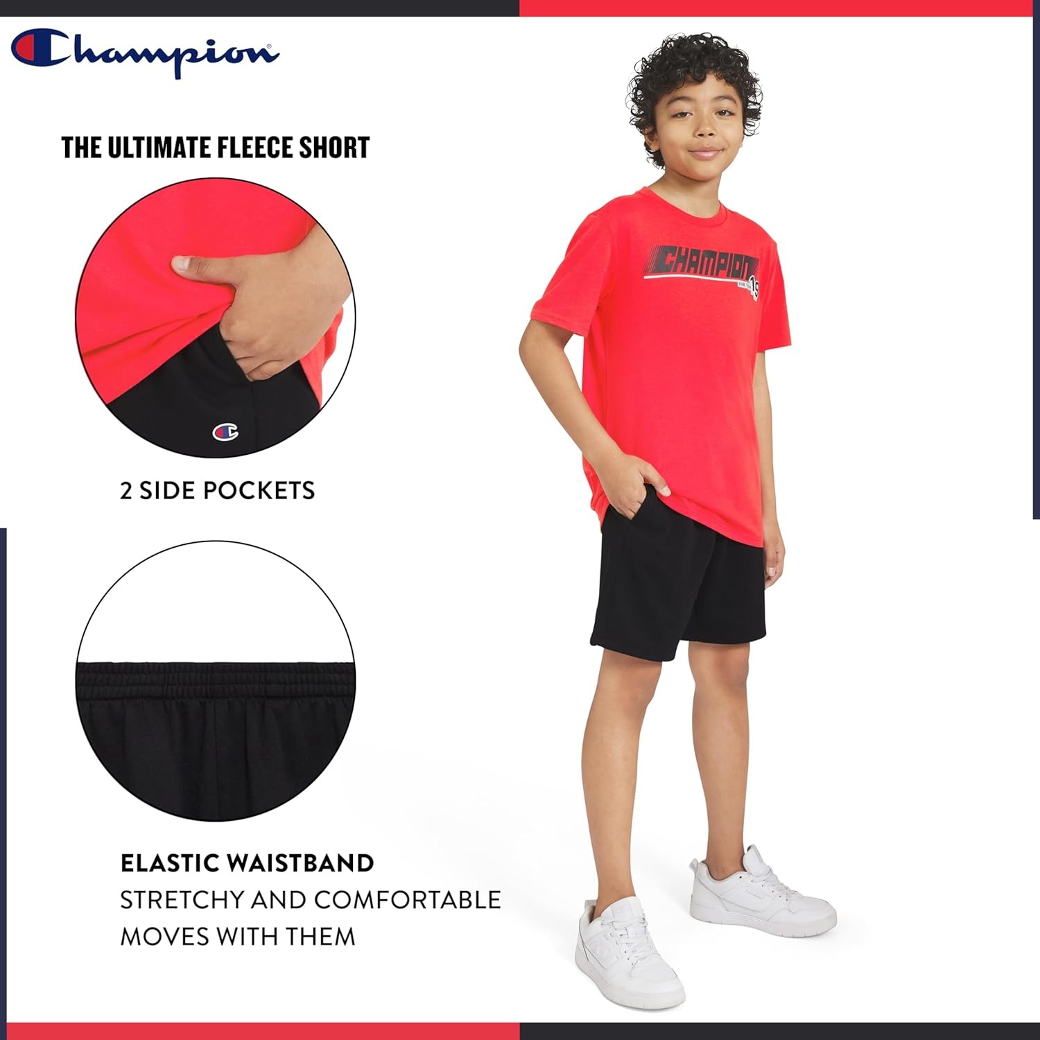 imageChampion Boys 2 Piece Short Sleeve Shirt and Mesh Shorts SetsBlack