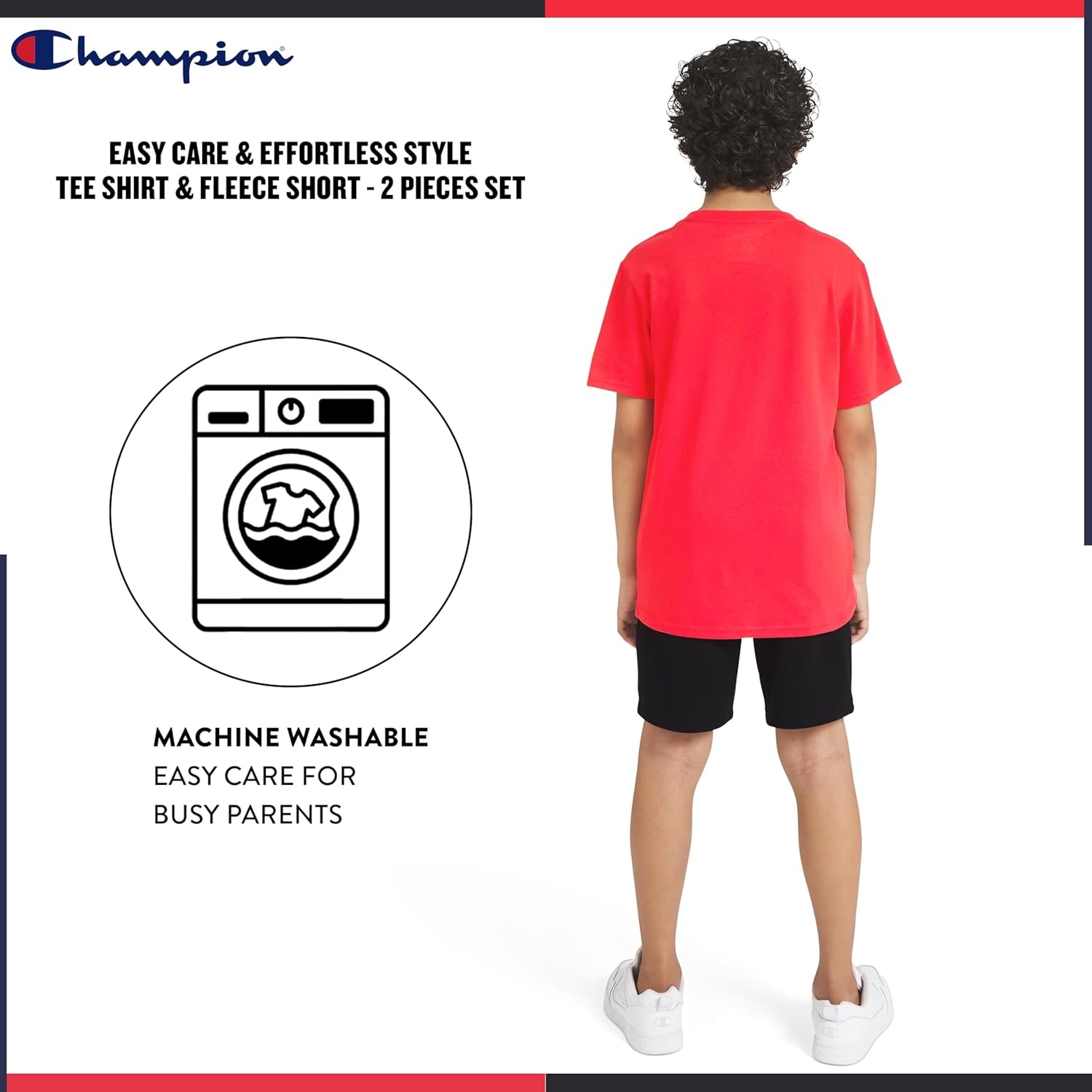 imageChampion Boys 2 Piece Short Sleeve Shirt and Mesh Shorts SetsBlack