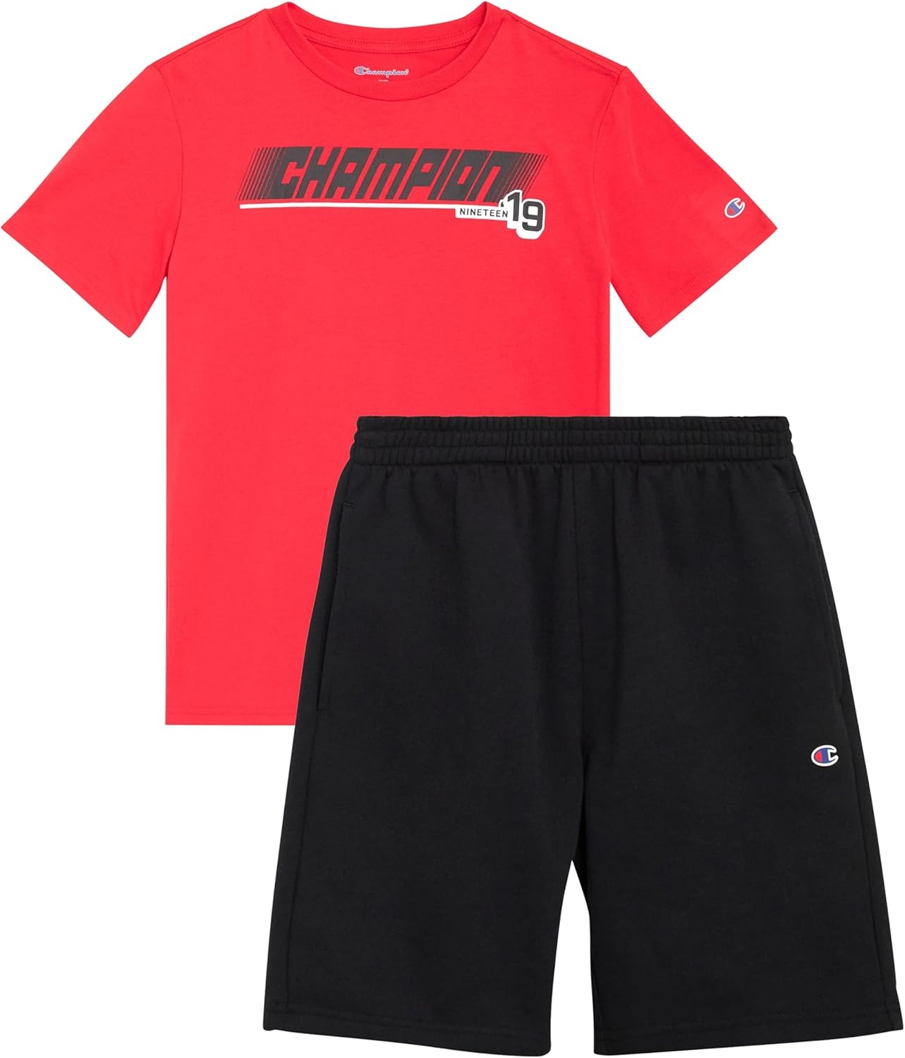 imageChampion Boys 2 Piece Short Sleeve Shirt and Mesh Shorts SetsBlack