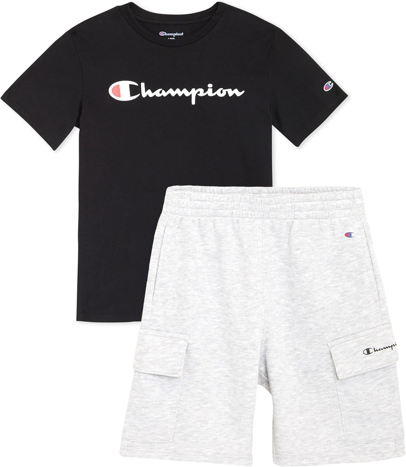 imageChampion Boys 2 Piece Short Sleeve Shirt and Mesh Shorts SetsBlack Iron