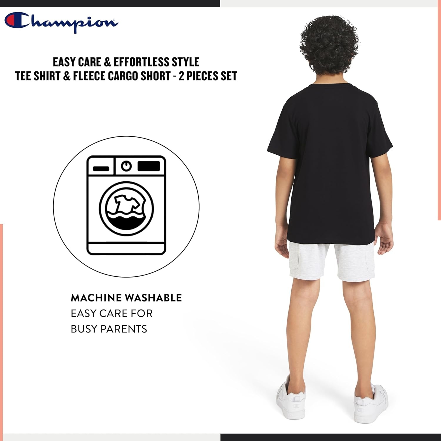 imageChampion Boys 2 Piece Short Sleeve Shirt and Mesh Shorts SetsBlack Iron