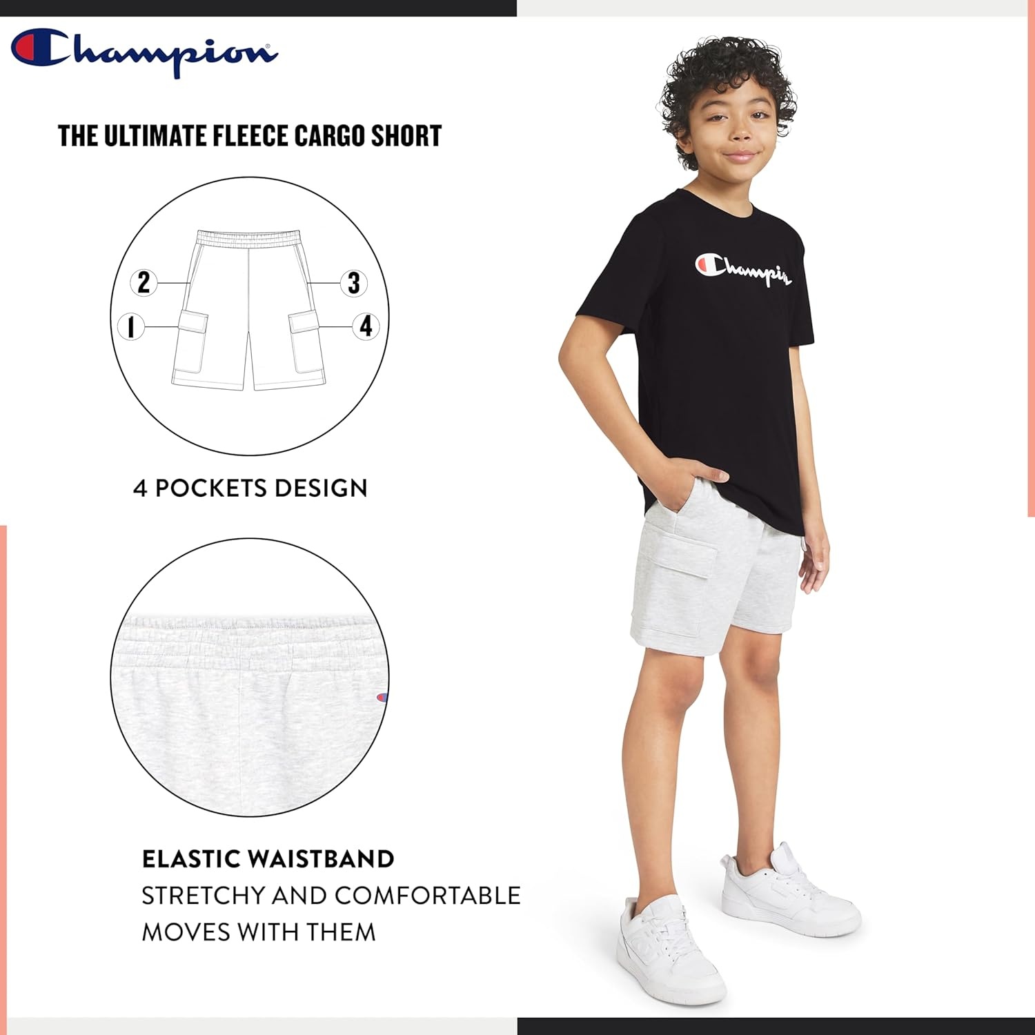 imageChampion Boys 2 Piece Short Sleeve Shirt and Mesh Shorts SetsBlack Iron