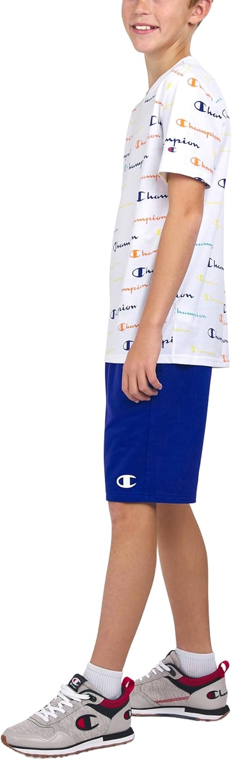imageChampion Boys 2 Piece Short Sleeve Shirt and Mesh Shorts SetsBright White