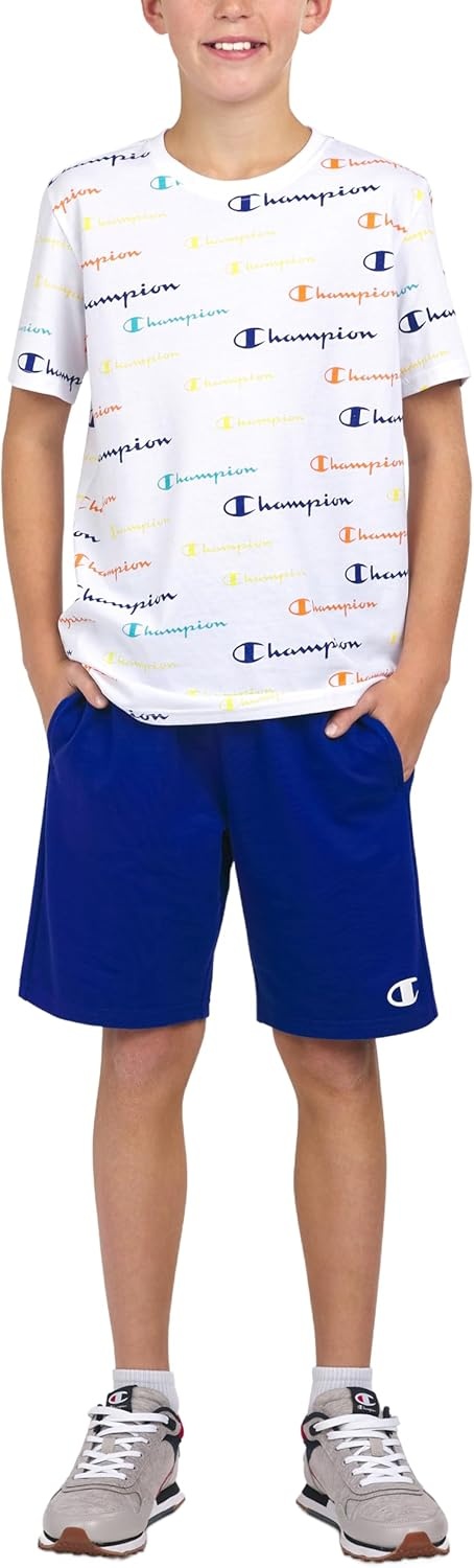 imageChampion Boys 2 Piece Short Sleeve Shirt and Mesh Shorts SetsBright White