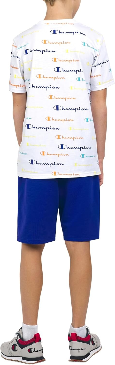 imageChampion Boys 2 Piece Short Sleeve Shirt and Mesh Shorts SetsBright White