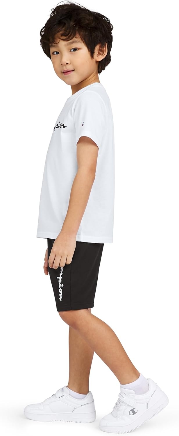 imageChampion Boys 2 Piece Short Sleeve Shirt and Mesh Shorts SetsBright Whiteblack