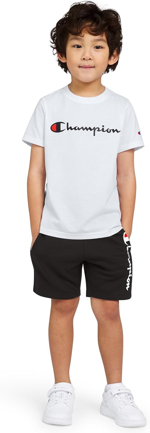 imageChampion Boys 2 Piece Short Sleeve Shirt and Mesh Shorts SetsBright Whiteblack