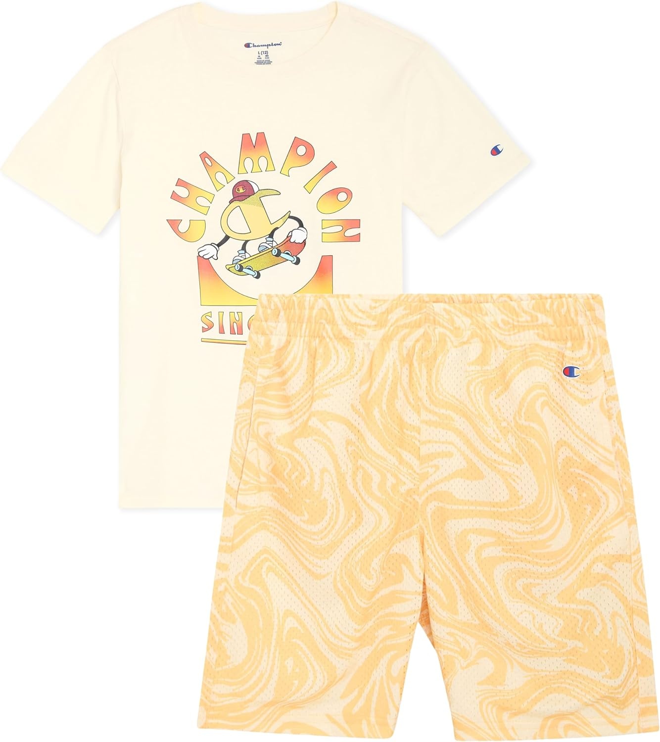 imageChampion Boys 2 Piece Short Sleeve Shirt and Mesh Shorts SetsCream
