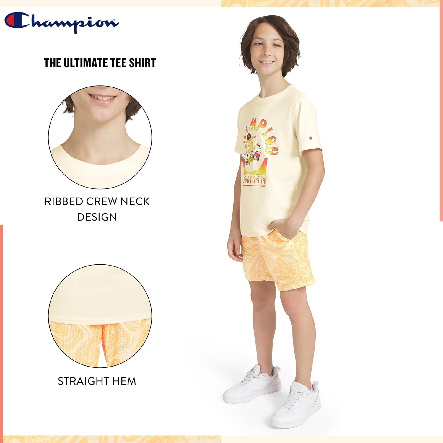 imageChampion Boys 2 Piece Short Sleeve Shirt and Mesh Shorts SetsCream