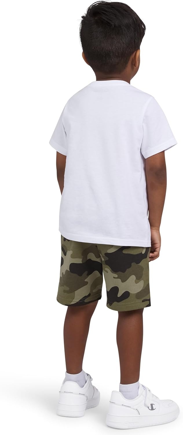 imageChampion Boys 2 Piece Short Sleeve Shirt and Mesh Shorts SetsGreen Camoflaugewhite