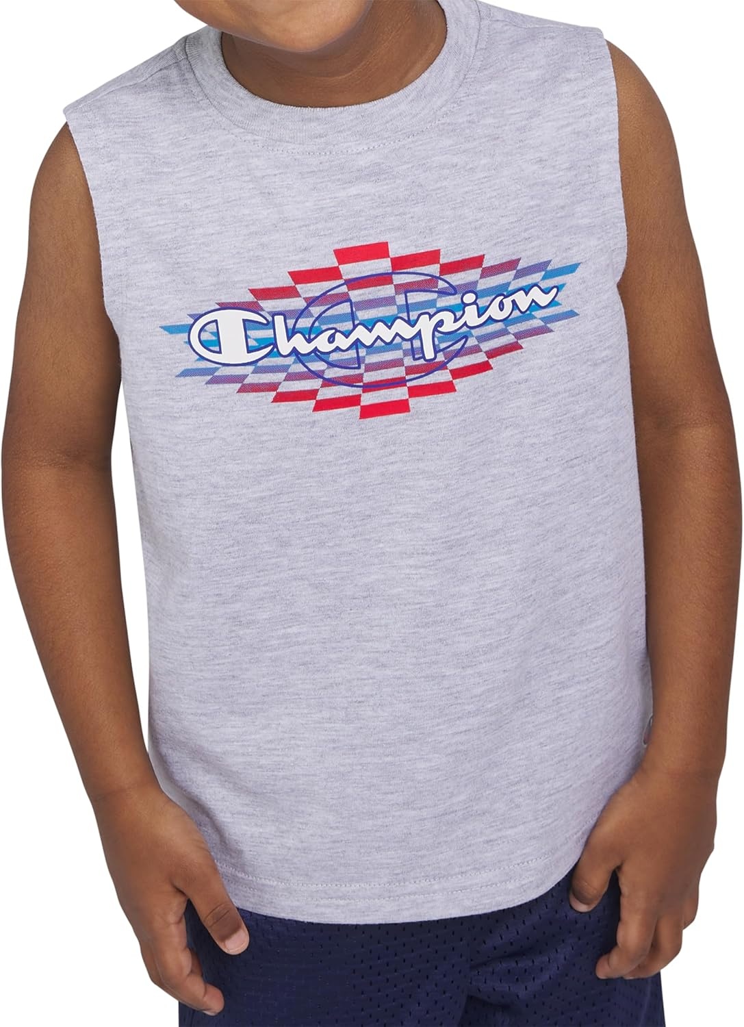 imageChampion Boys 2 Piece Short Sleeve Shirt and Mesh Shorts SetsNavy Bluegrey Heather
