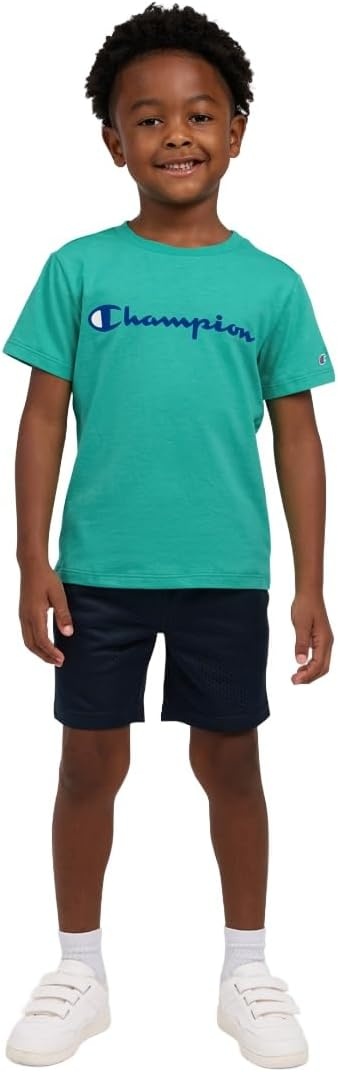 imageChampion Boys 2 Piece Short Sleeve Shirt and Mesh Shorts SetsSignature Oasis Green