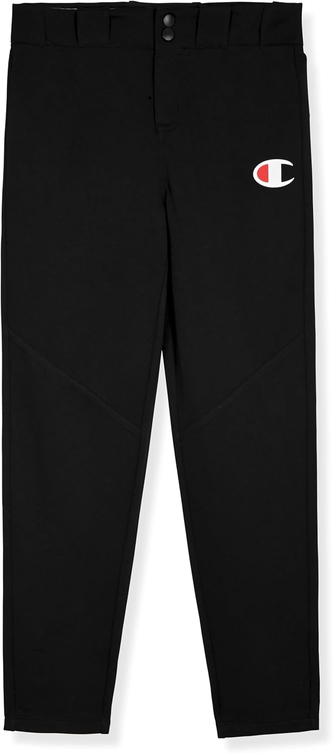 imageChampion Boys Baseball Pants Athletic Youth Performance Pant with Belt Loops and Zip FlyBlack