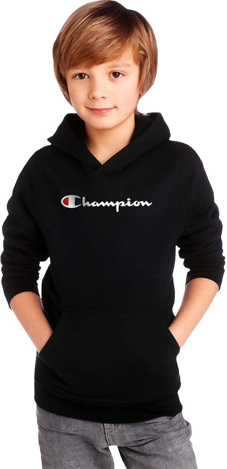 imageChampion Boys Boys Hoodie for Kids Sweatshirt Fleece Youth Pullover With HoodHeritage Black