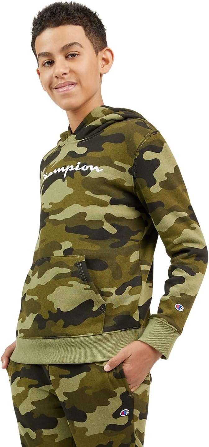 imageChampion Boys Boys Hoodie for Kids Sweatshirt Fleece Youth Pullover With HoodSignature Camoflauge