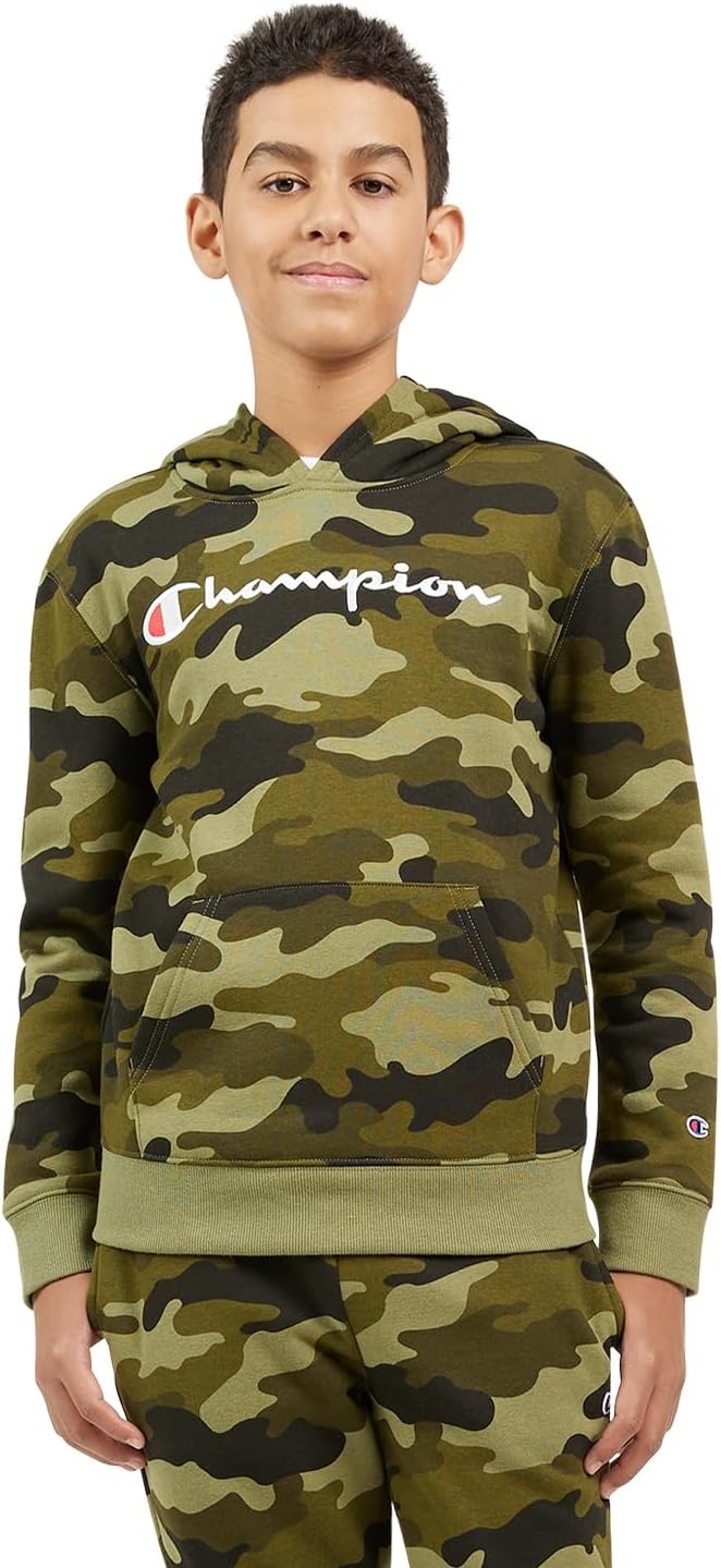 imageChampion Boys Boys Hoodie for Kids Sweatshirt Fleece Youth Pullover With HoodSignature Camoflauge