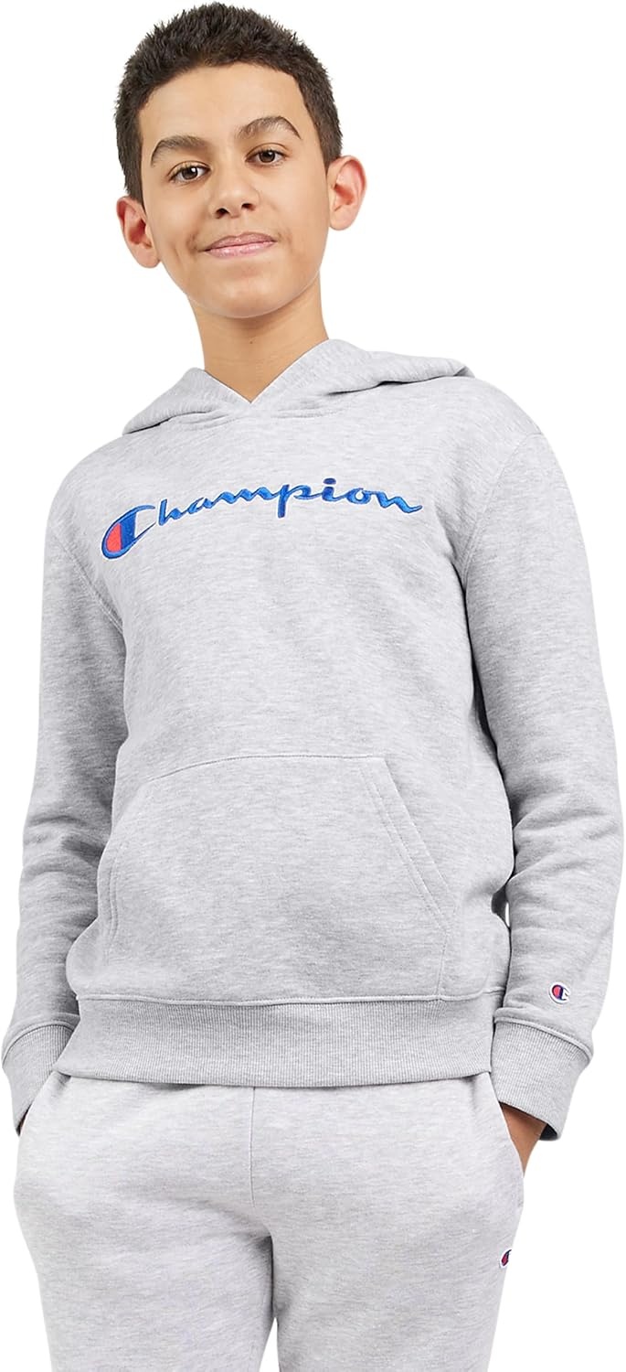 imageChampion Boys Boys Hoodie for Kids Sweatshirt Fleece Youth Pullover With HoodSignature Grey Heather