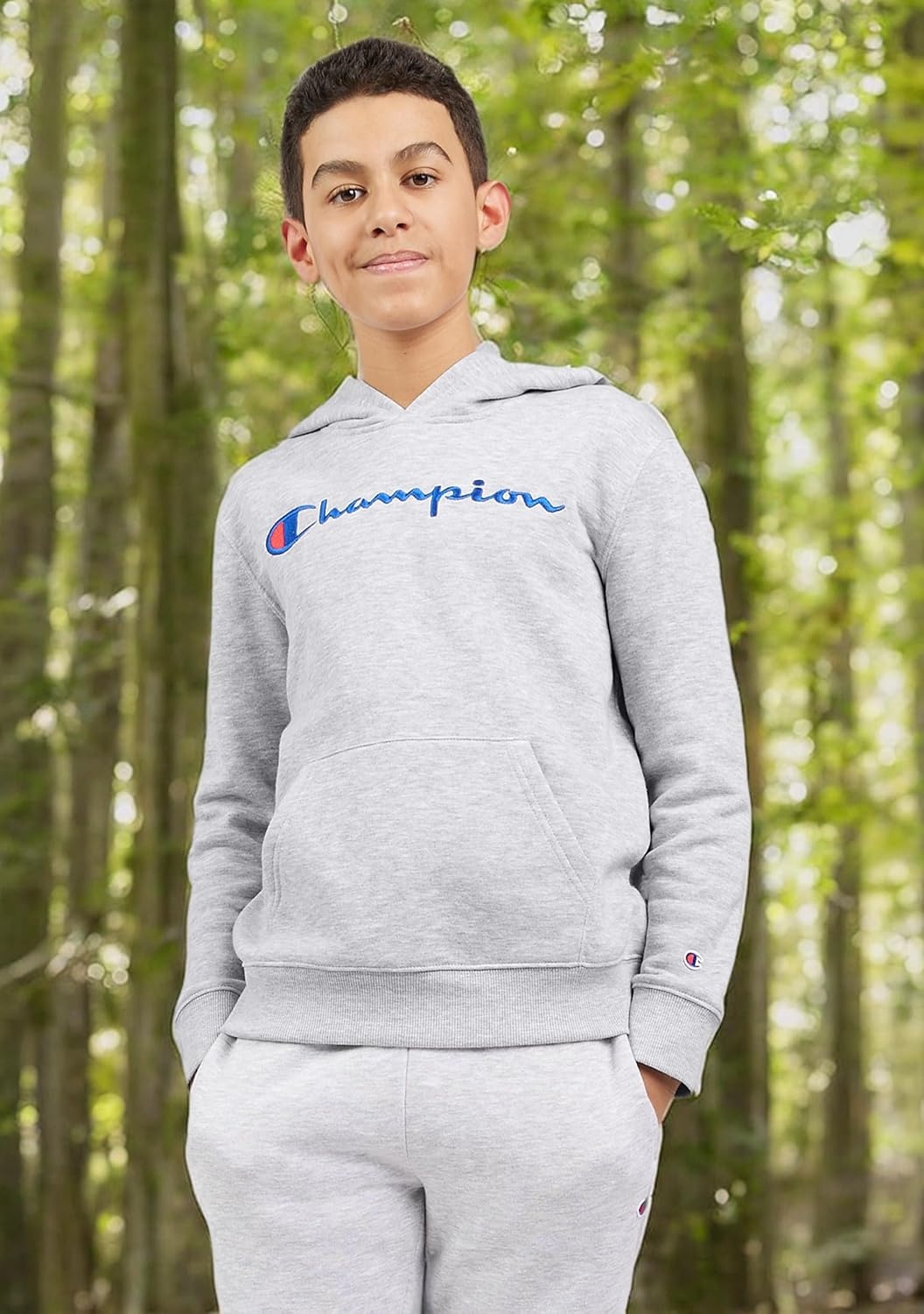 imageChampion Boys Boys Hoodie for Kids Sweatshirt Fleece Youth Pullover With HoodSignature Grey Heather
