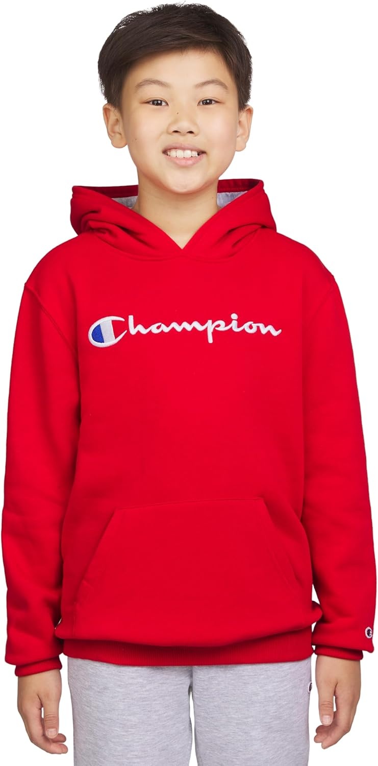 imageChampion Boys Boys Hoodie for Kids Sweatshirt Fleece Youth Pullover With HoodSignature Red