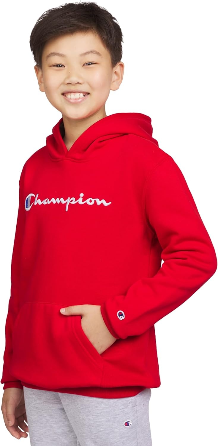 imageChampion Boys Boys Hoodie for Kids Sweatshirt Fleece Youth Pullover With HoodSignature Red
