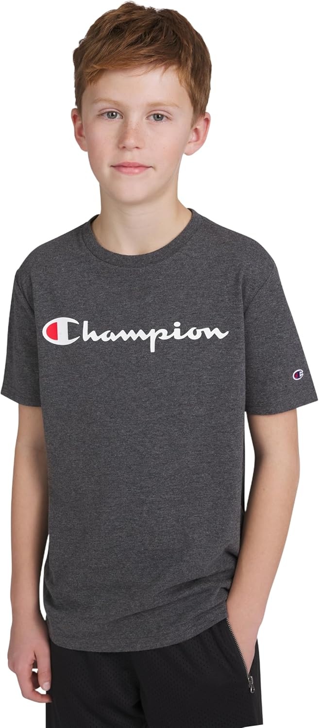 image:imageChampion Boys Champion Boys Tee Shirt Short Sleeve Logo TShirt for KidsSignature Charcoal Heather