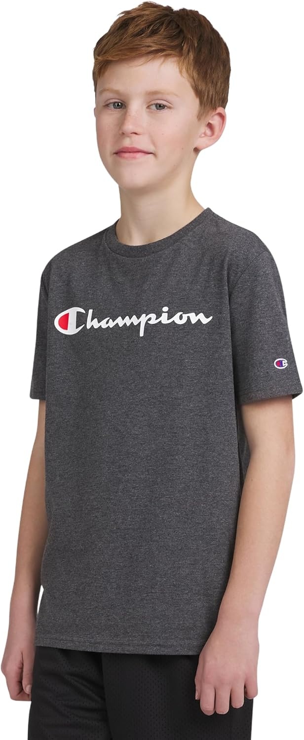 image:imageChampion Boys Champion Boys Tee Shirt Short Sleeve Logo TShirt for KidsSignature Charcoal Heather