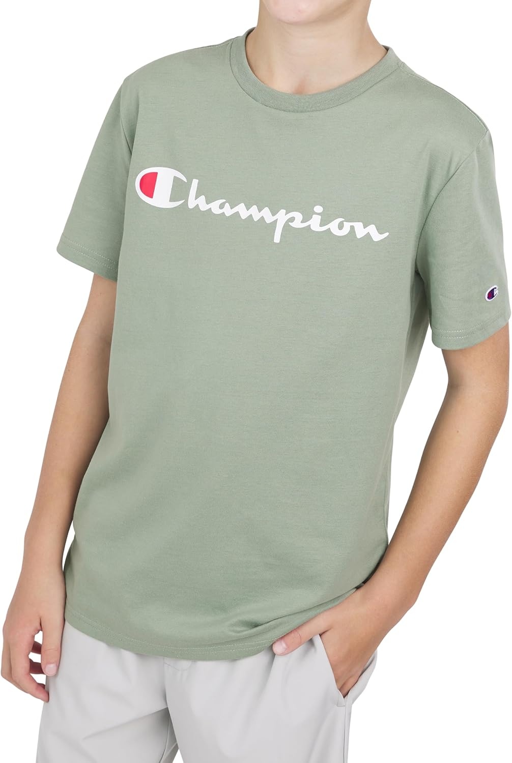 image:imageChampion Boys Champion Boys Tee Shirt Short Sleeve Logo TShirt for KidsSignature Pale Green