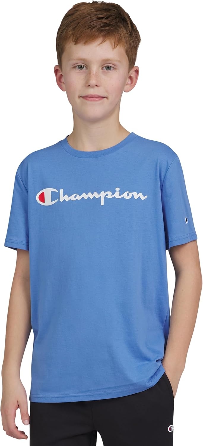 image:imageChampion Boys Champion Boys Tee Shirt Short Sleeve Logo TShirt for KidsSignature Retro Blue