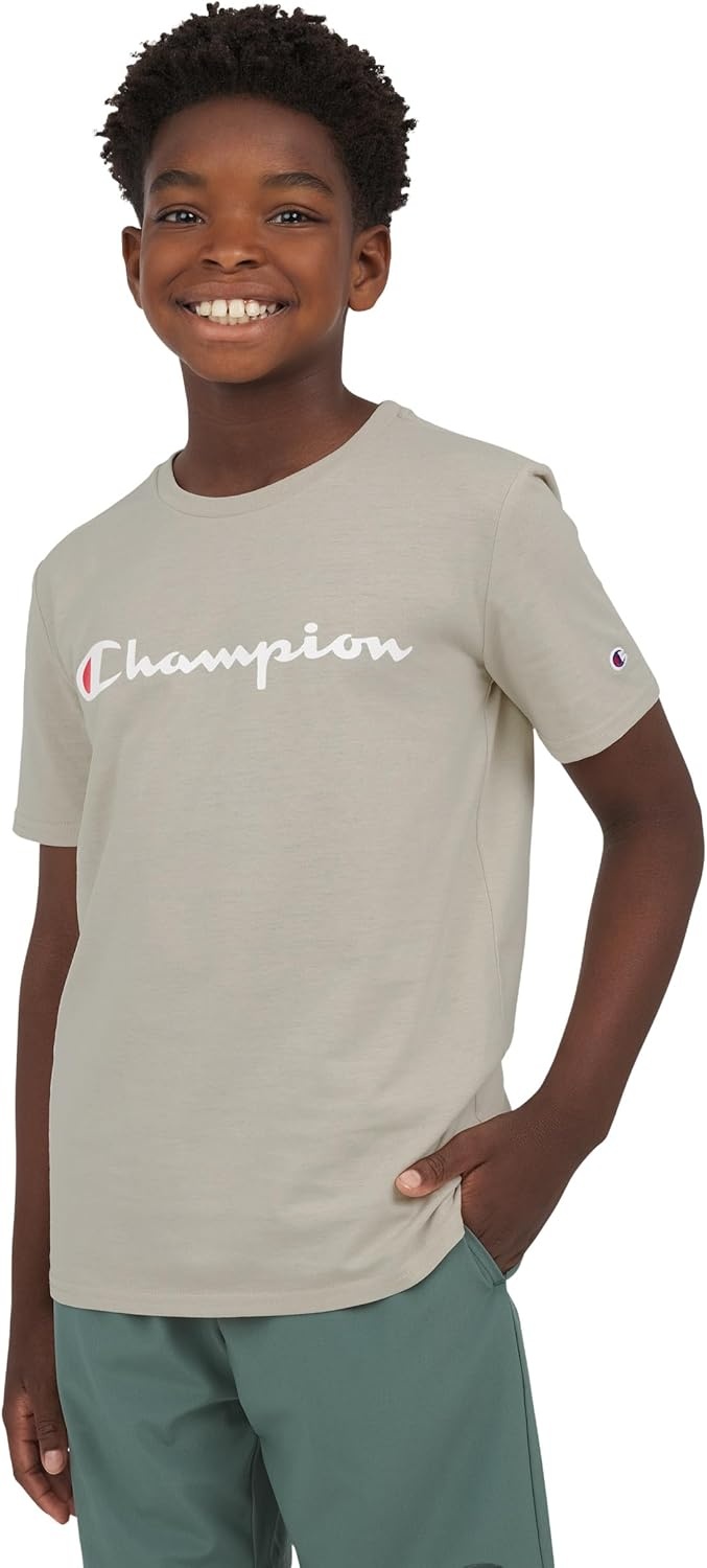 image:imageChampion Boys Champion Boys Tee Shirt Short Sleeve Logo TShirt for KidsSignature Sand Khaki