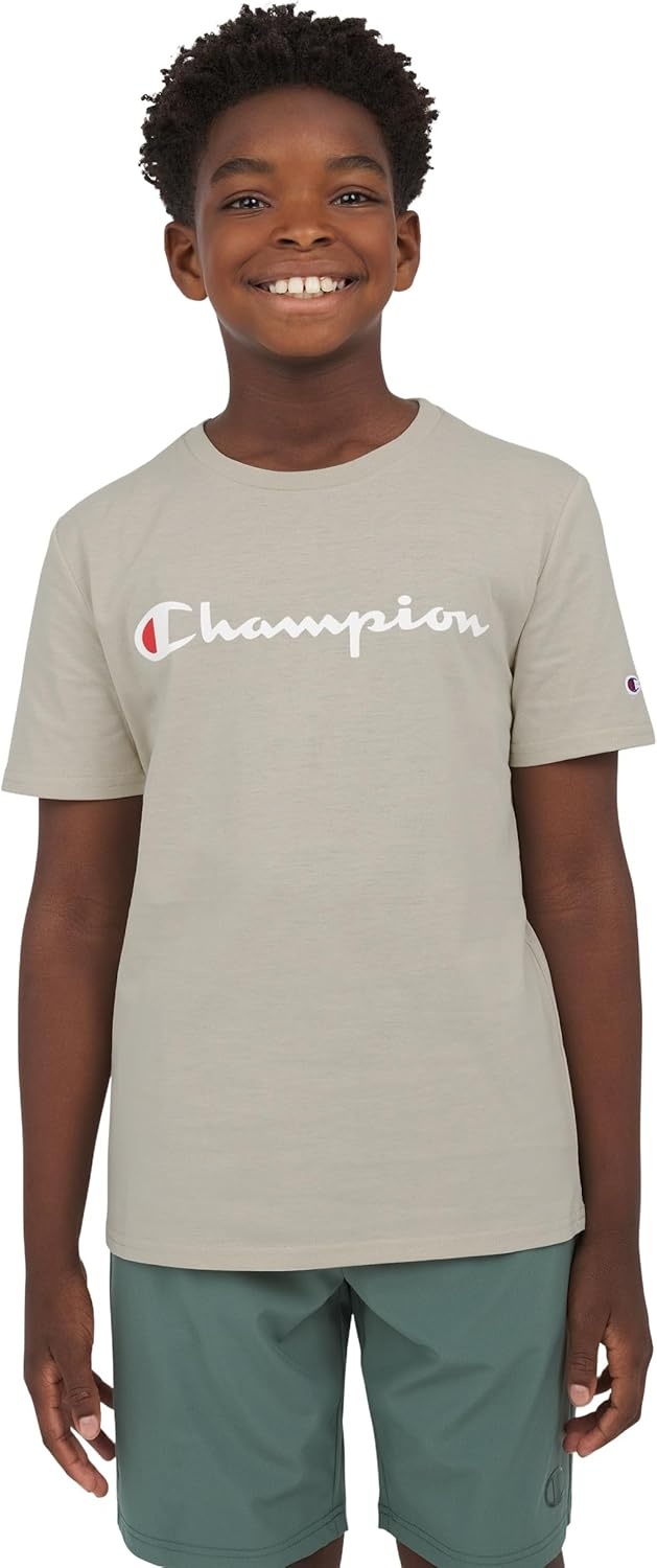 image:imageChampion Boys Champion Boys Tee Shirt Short Sleeve Logo TShirt for KidsSignature Sand Khaki