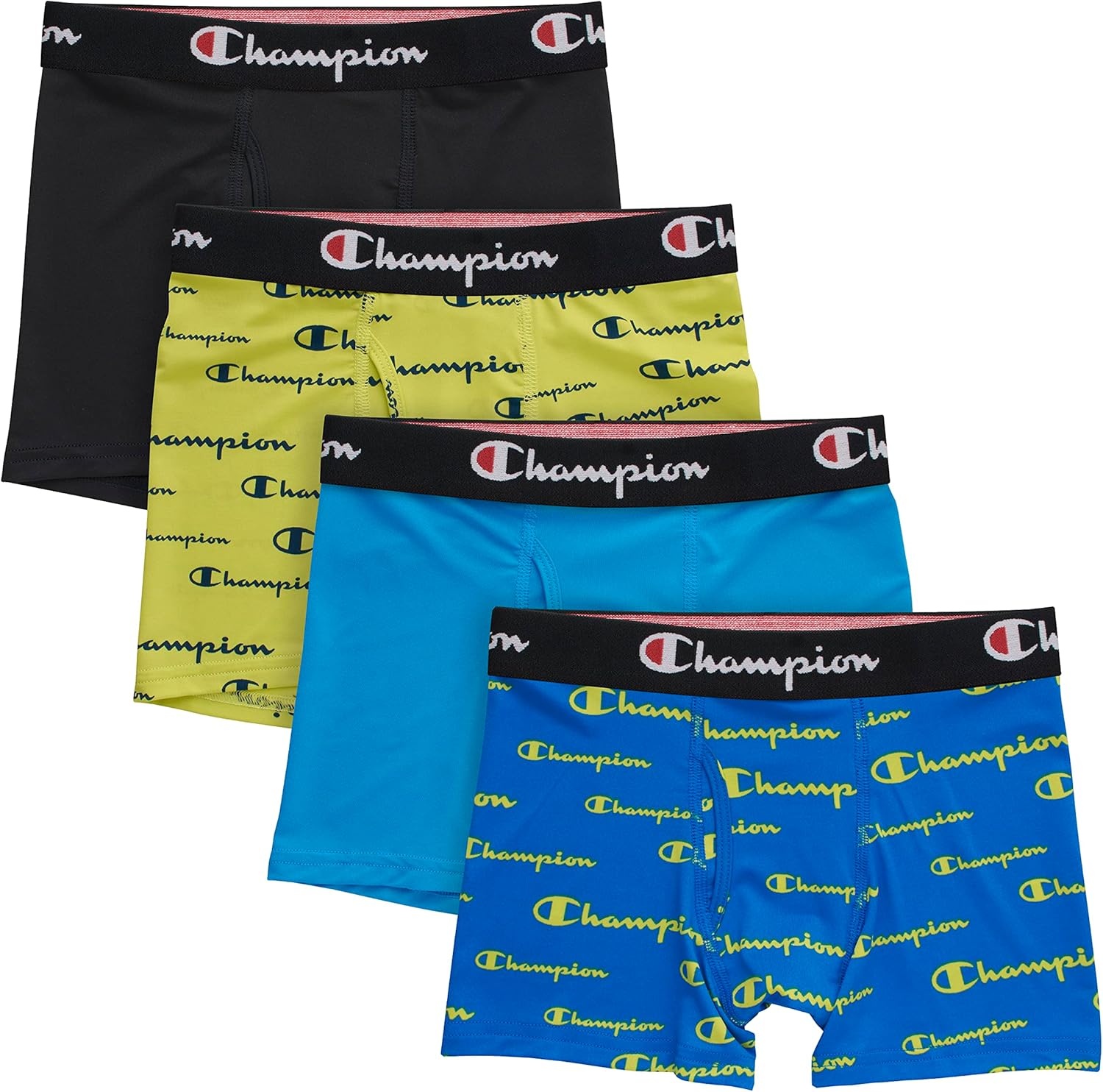 imageChampion Boys Everyday Active Lightweight Stretch Boxer Briefs 4 Pack SxlBlackBlueScripts