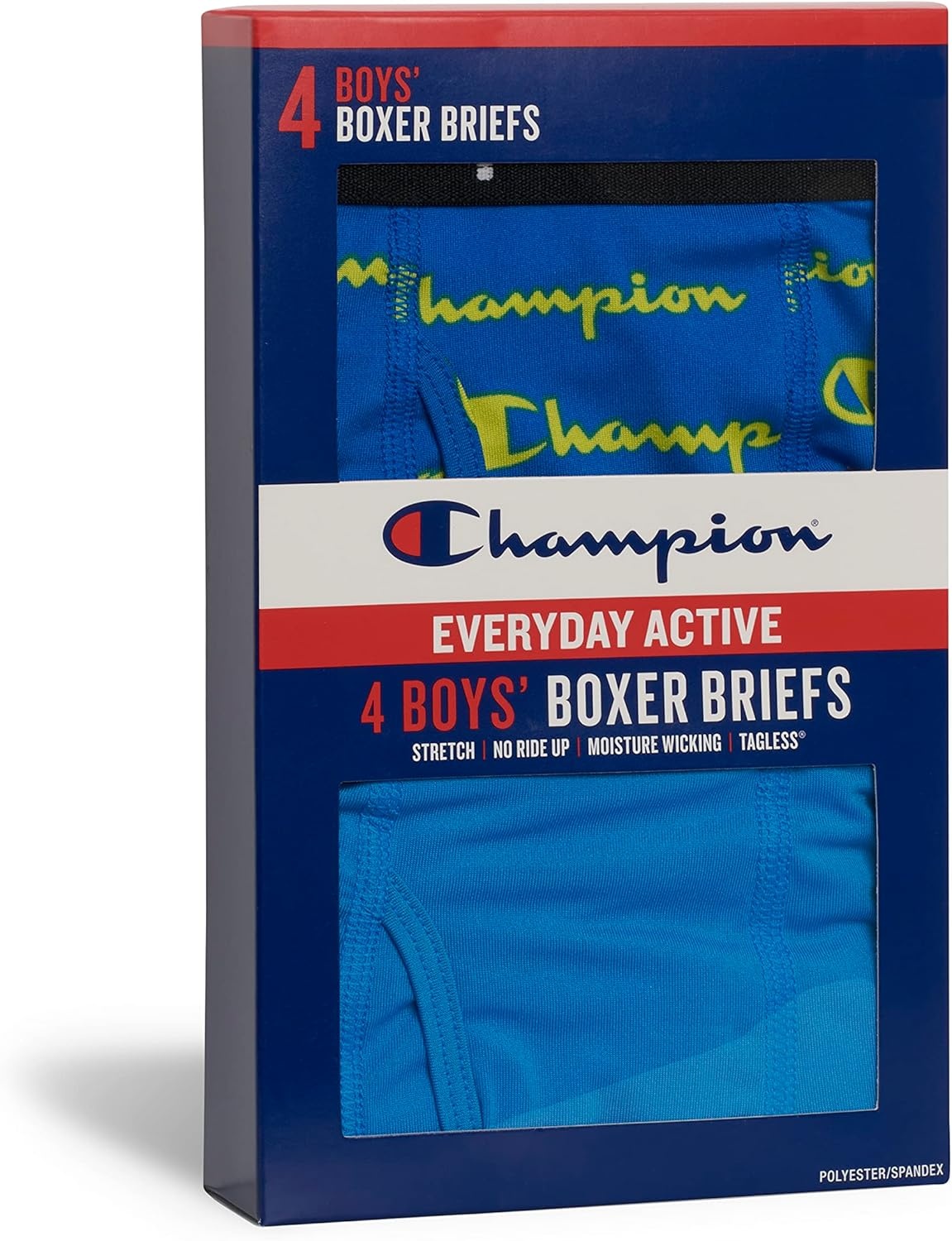 imageChampion Boys Everyday Active Lightweight Stretch Boxer Briefs 4 Pack SxlBlackBlueScripts