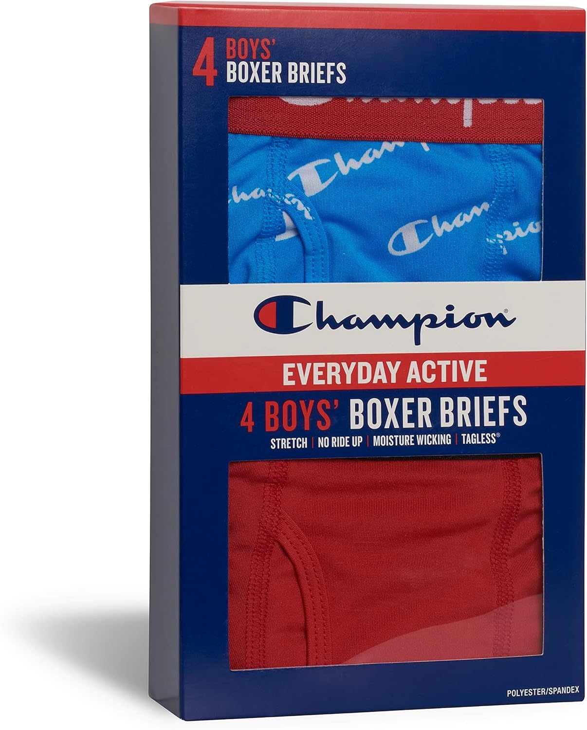 imageChampion Boys Everyday Active Lightweight Stretch Boxer Briefs 4 Pack SxlBlueRedScripts