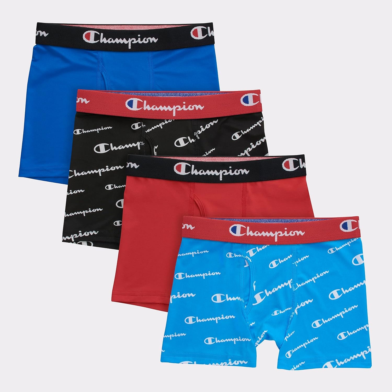 imageChampion Boys Everyday Active Lightweight Stretch Boxer Briefs 4 Pack SxlBlueRedScripts