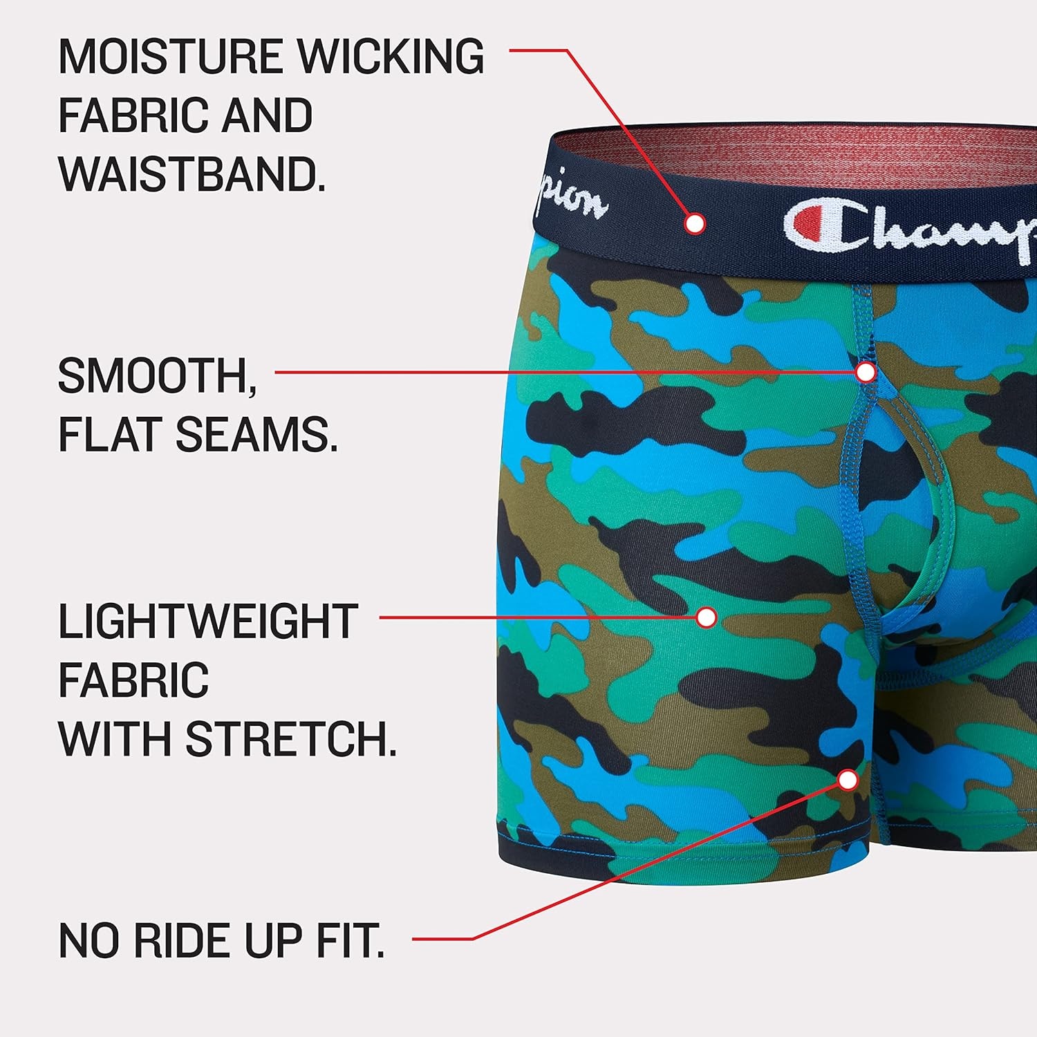 imageChampion Boys Everyday Active Lightweight Stretch Boxer Briefs 4 Pack SxlNavyGreenCamoScripts