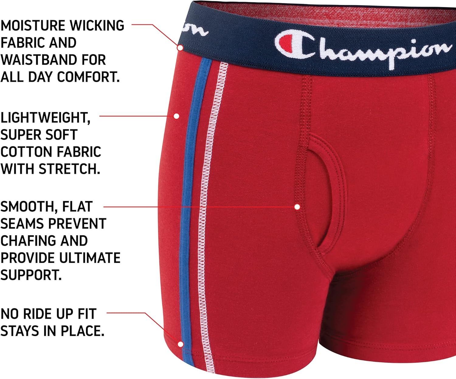 imageChampion Boys Everyday Cotton Stretch Briefs 4 PackGreyRedNavy