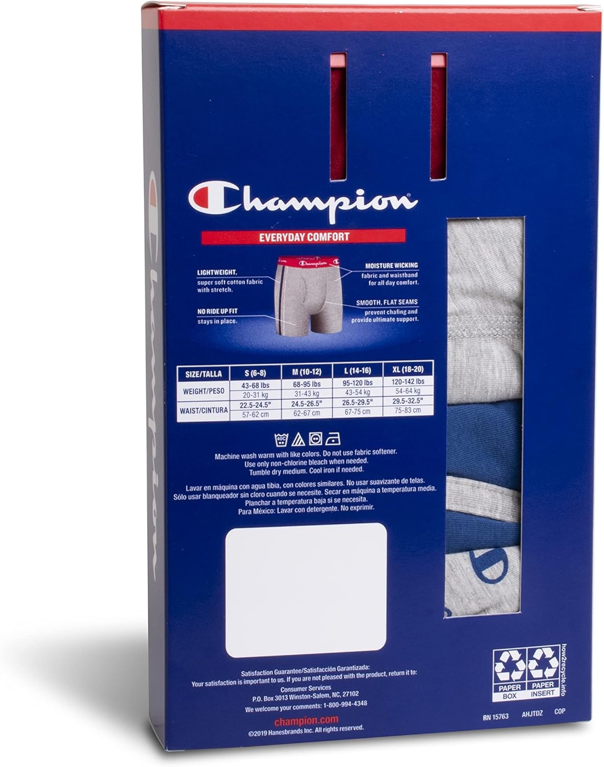 imageChampion Boys Everyday Cotton Stretch Briefs 4 PackGreyRedNavy