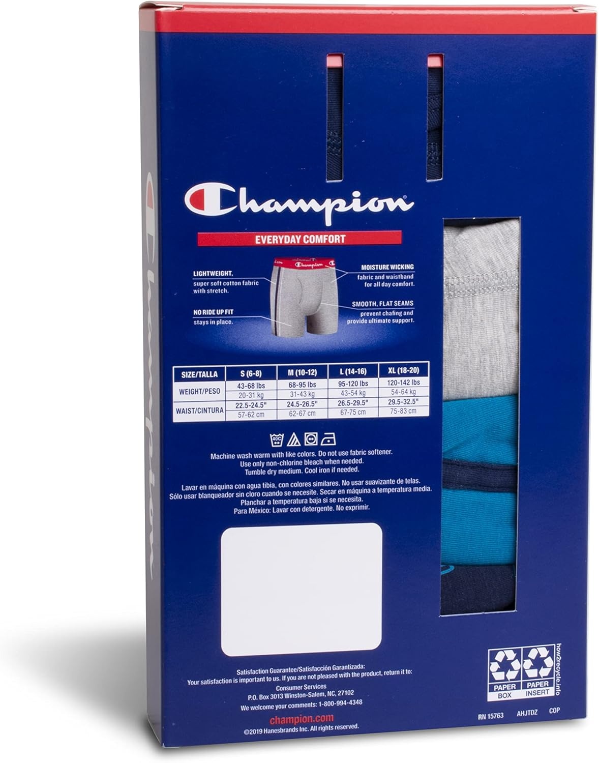 imageChampion Boys Everyday Cotton Stretch Briefs 4 PackNavyTealGrey