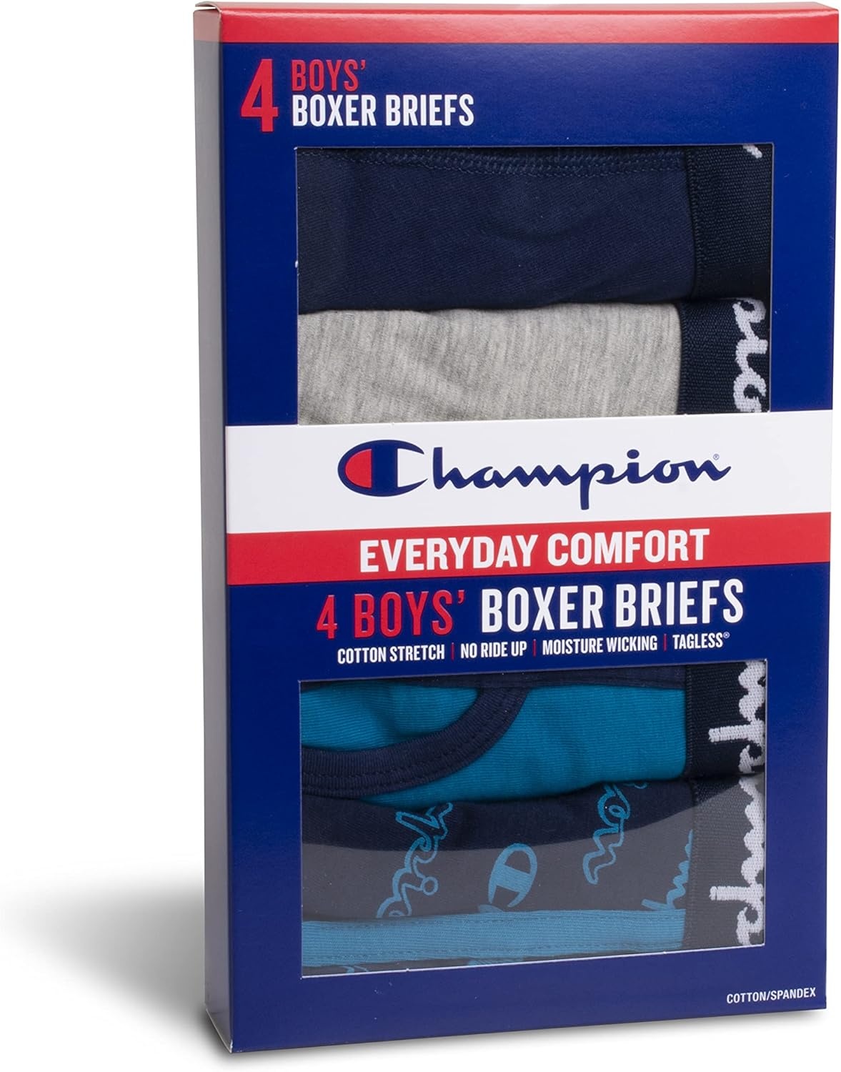 imageChampion Boys Everyday Cotton Stretch Briefs 4 PackNavyTealGrey