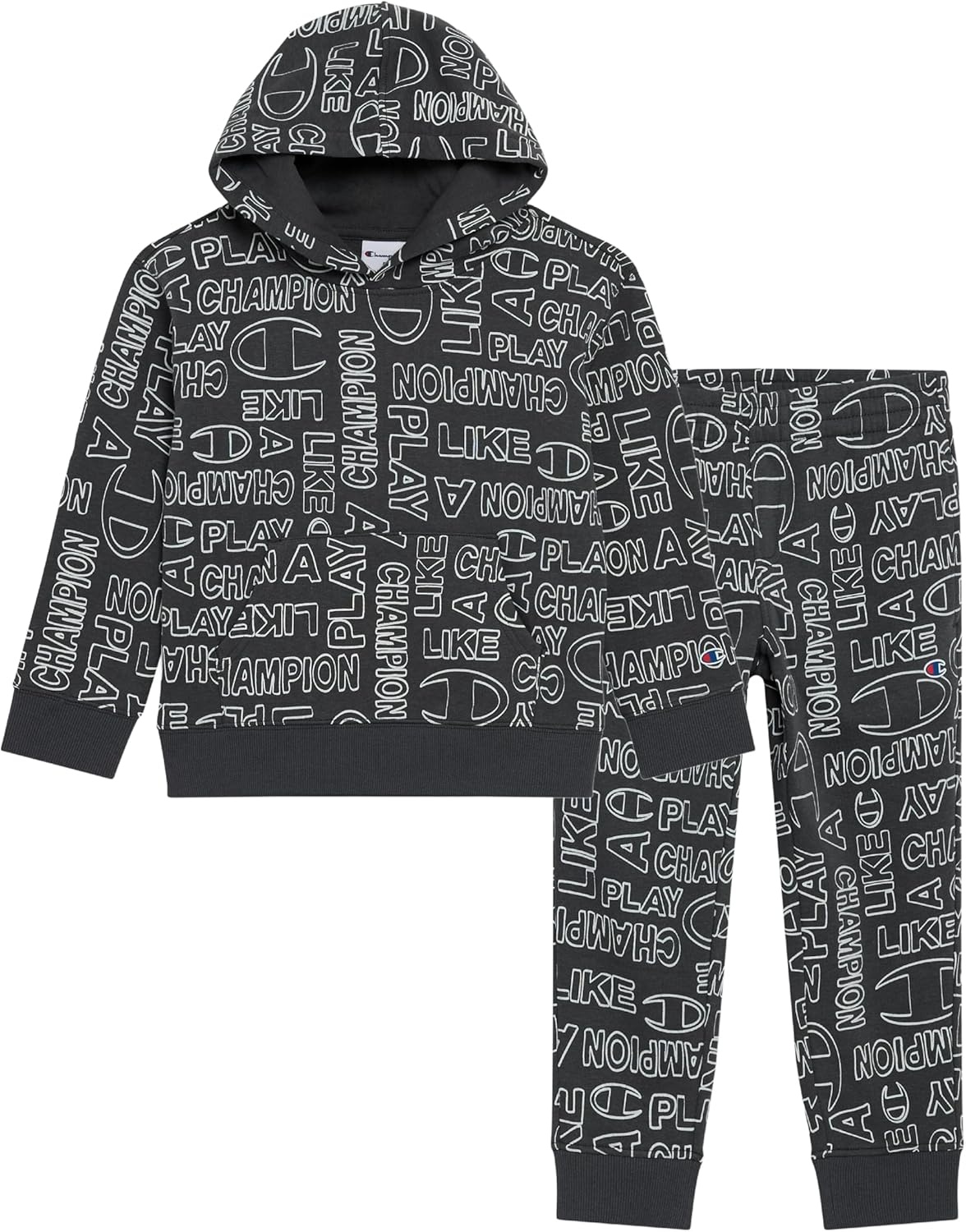 imageChampion Boys Jogger Set Fleece Hoodie and Sweatpants TracksuitIron