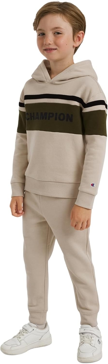 imageChampion Boys Jogger Set Fleece Hoodie and Sweatpants TracksuitSand Khaki