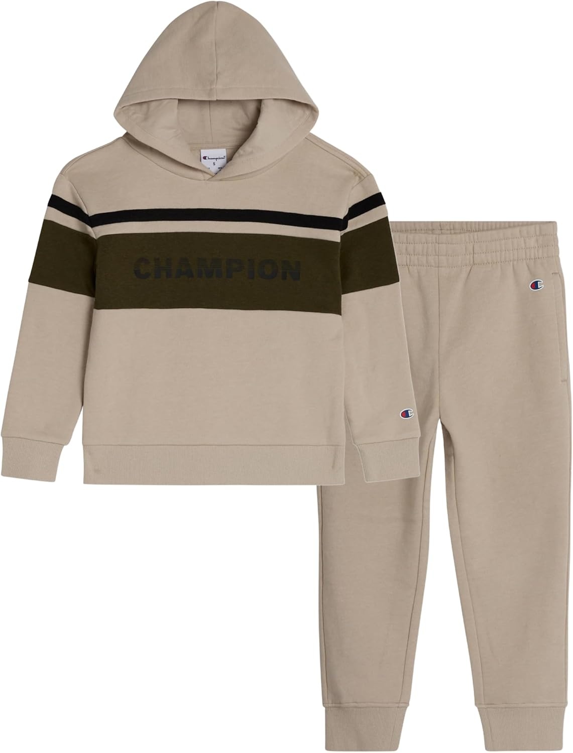 imageChampion Boys Jogger Set Fleece Hoodie and Sweatpants TracksuitSand Khaki