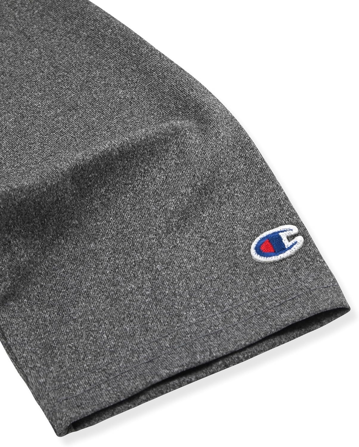image:imageChampion Boys Long Sleeve Hooded Tee Shirt Lightweight Tech Fabric Athletic TShirt for KidsCharcoal Heather