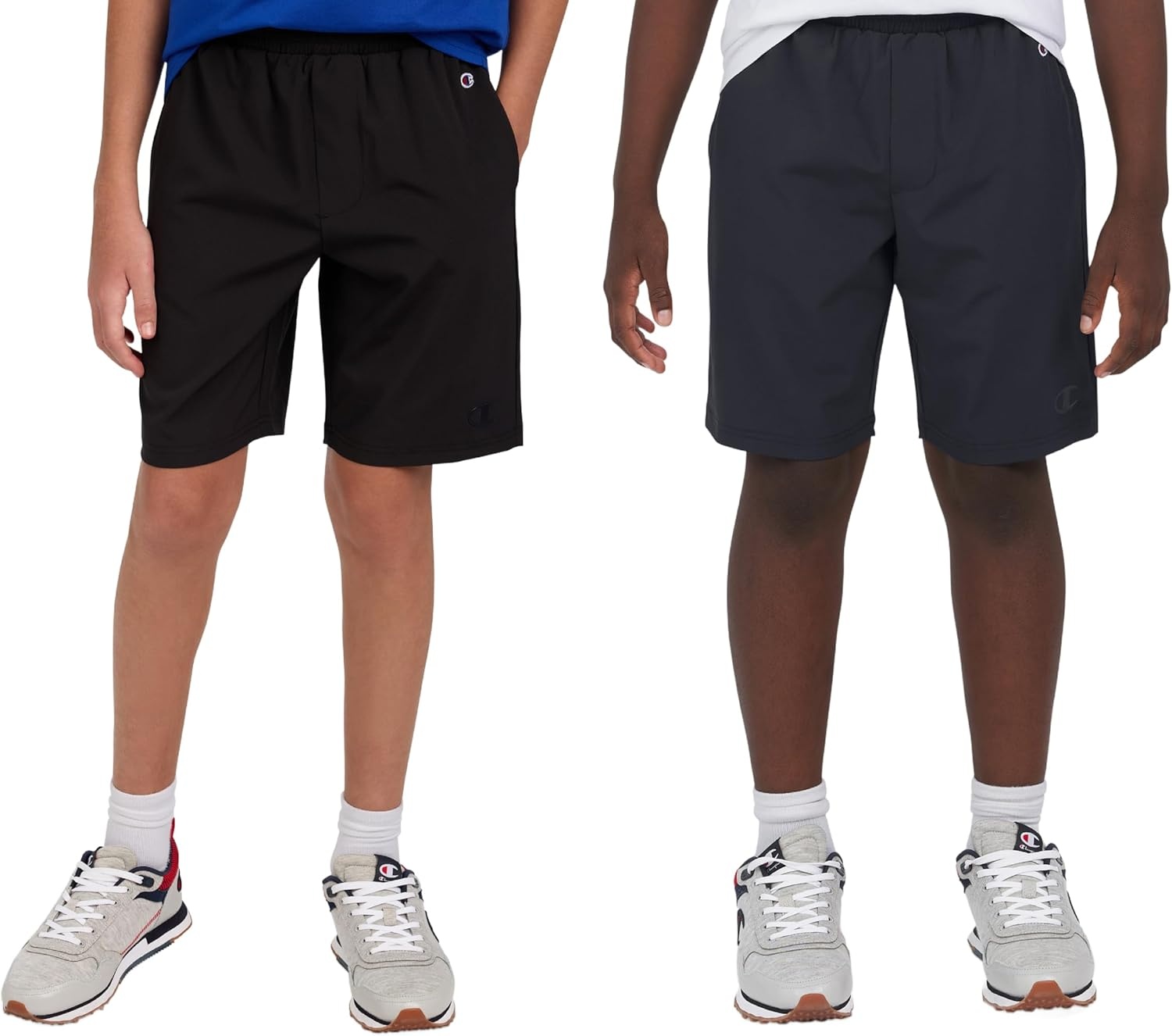 image:imageChampion Boys Shorts for Kids Athletic 2 Pack Lightweight Hybrid ShortBlackdark Navy