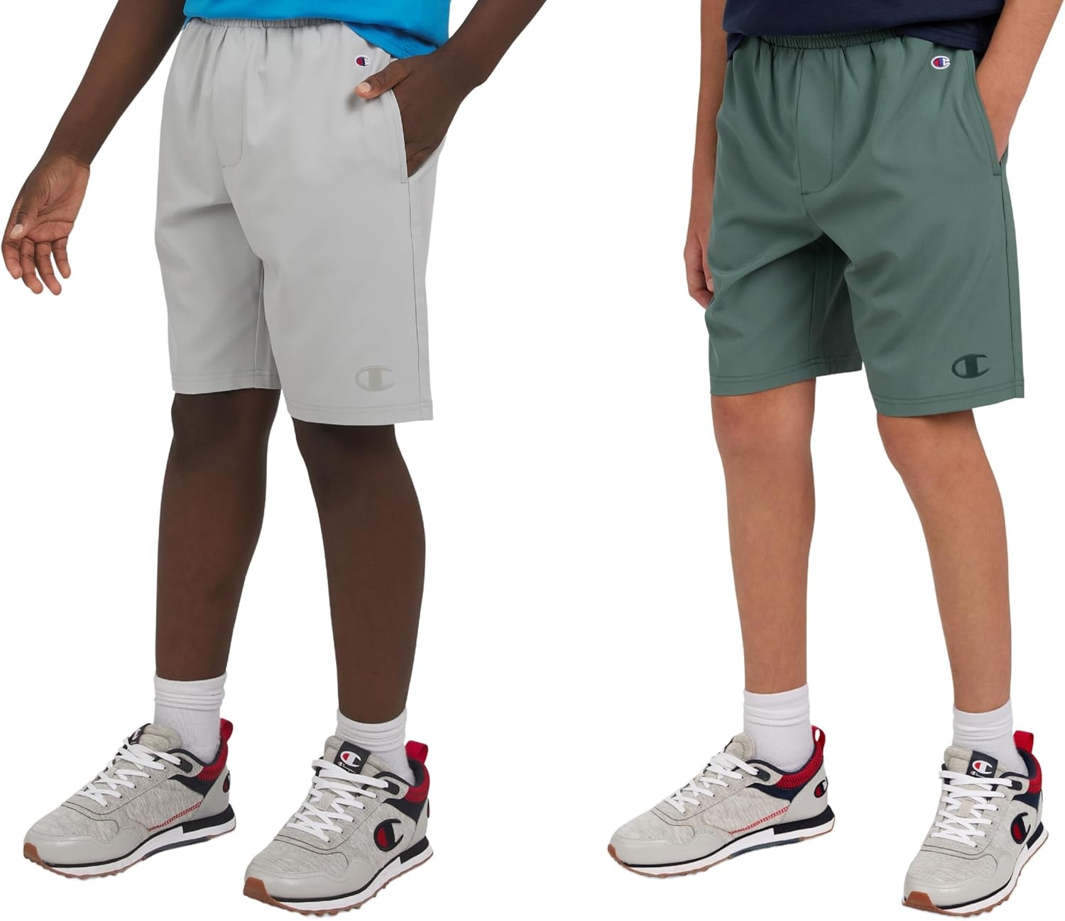 image:imageChampion Boys Shorts for Kids Athletic 2 Pack Lightweight Hybrid ShortDark Forest Grey