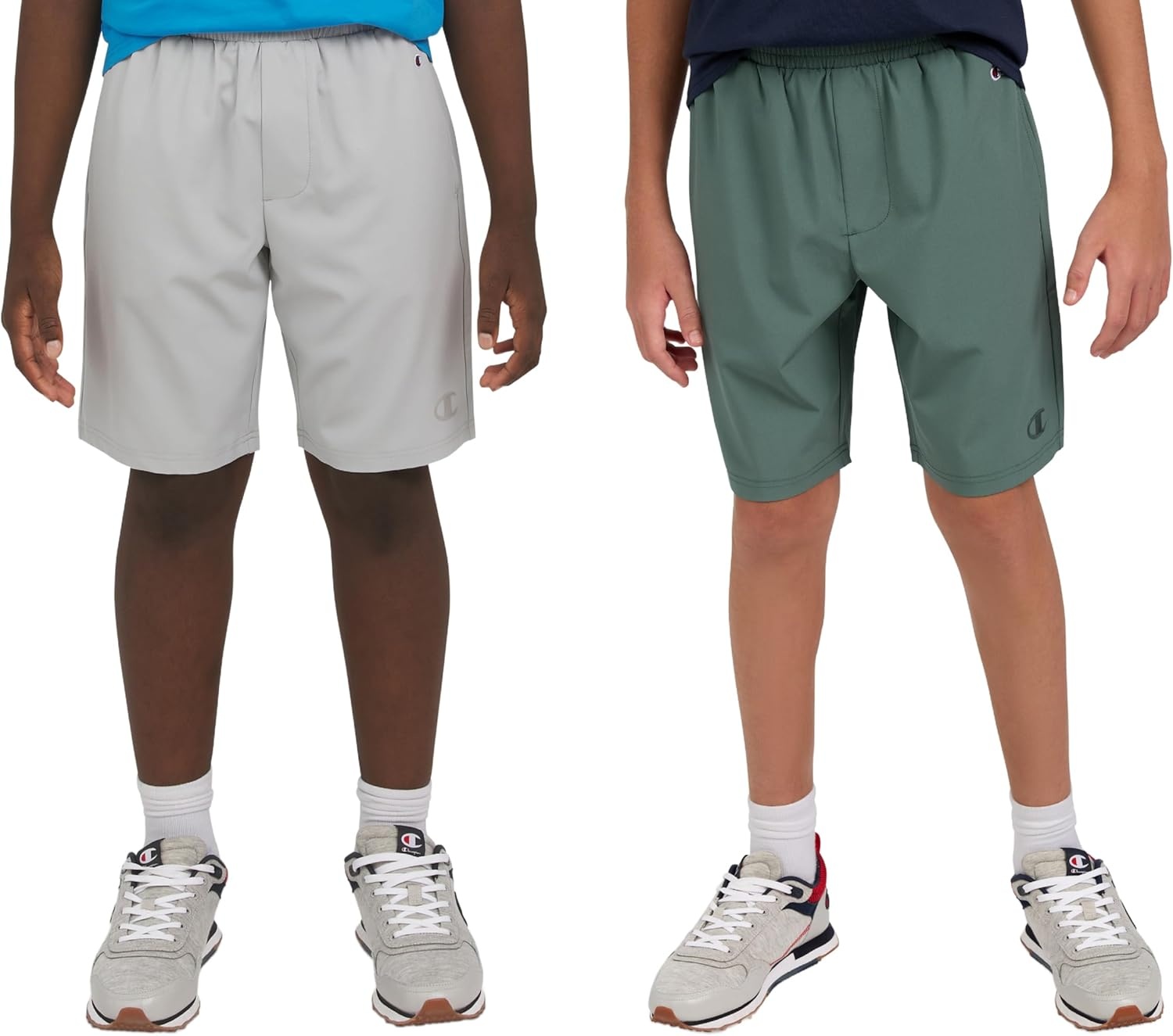image:imageChampion Boys Shorts for Kids Athletic 2 Pack Lightweight Hybrid ShortDark Forest Grey