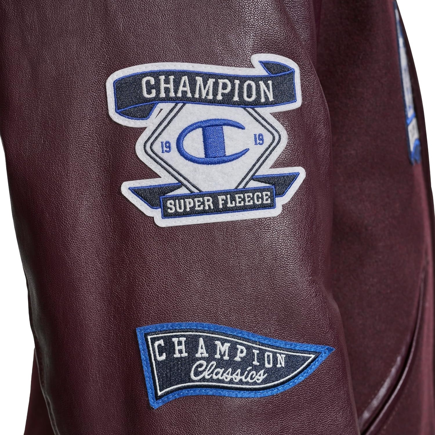 image:imageChampion Mens Letterman Varsity Bomber Jacket With PatchesWine